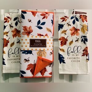 3 pc Fall is my favorite Color Drying mat & Kitchen Towel Tableware